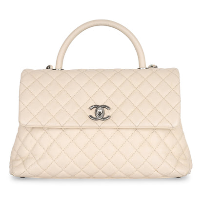 Chanel Coco Handle Caviar Cream Shoulder Bag