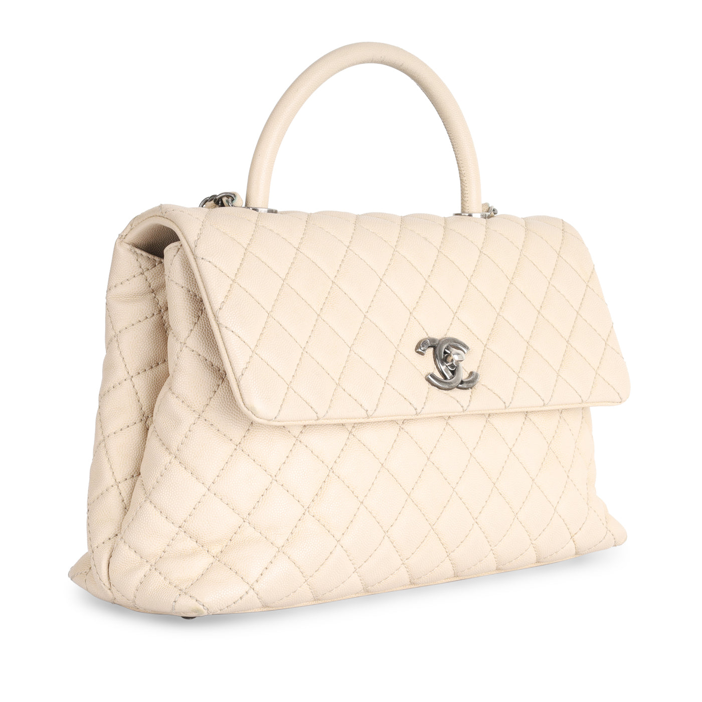 Chanel Coco Handle Caviar Cream Shoulder Bag