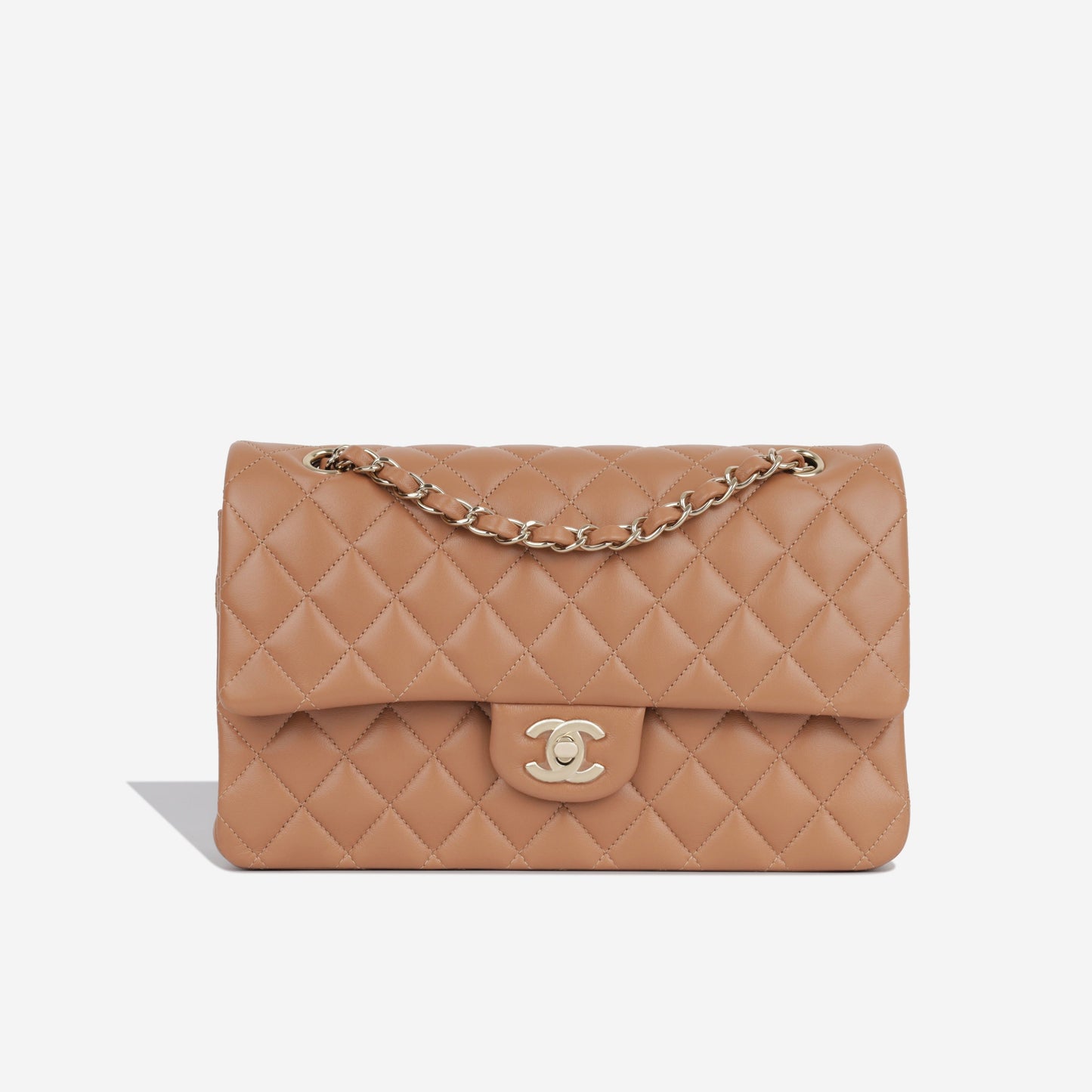 Chanel Classic Flap Lambskin Brown Shoulder Bag Lambskin