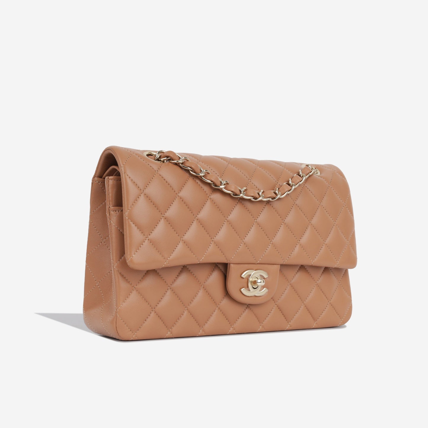 Chanel Classic Flap Lambskin Brown Shoulder Bag Lambskin