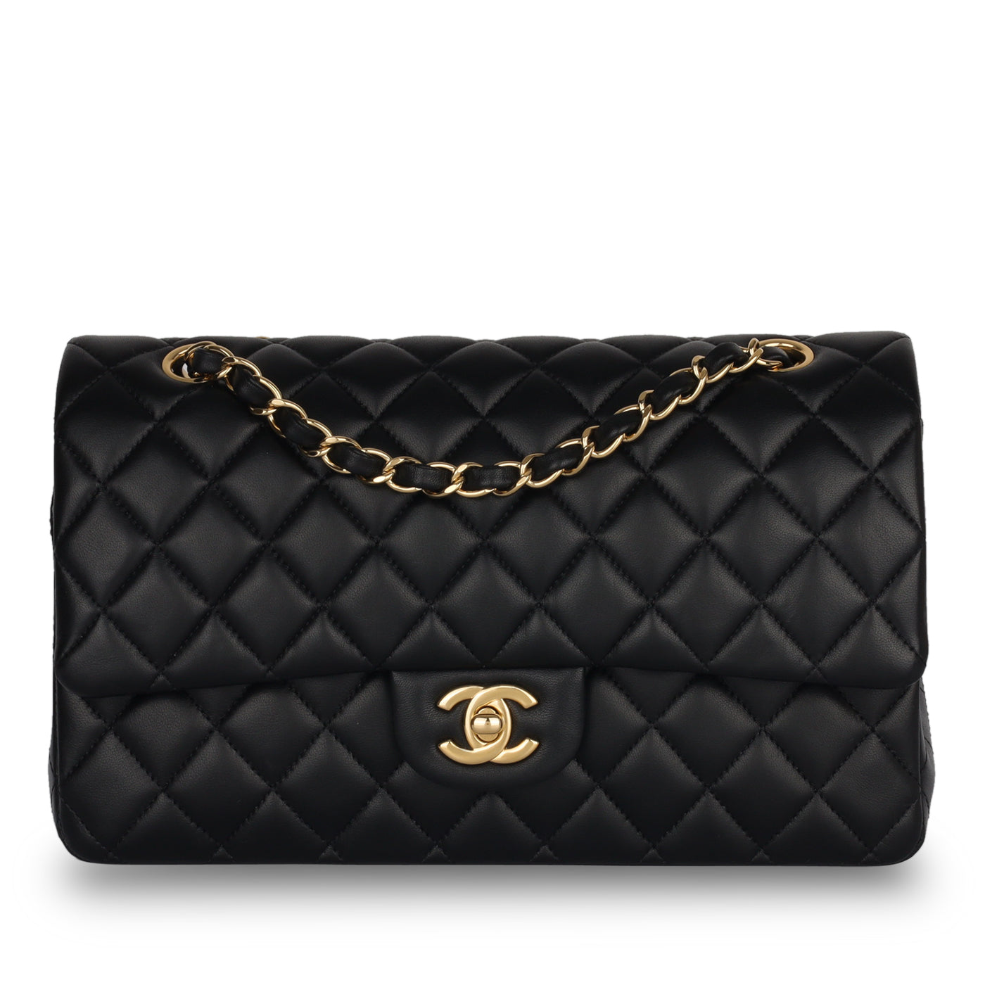 Chanel Classic Flap Lambskin Black Shoulder Bag Style 113