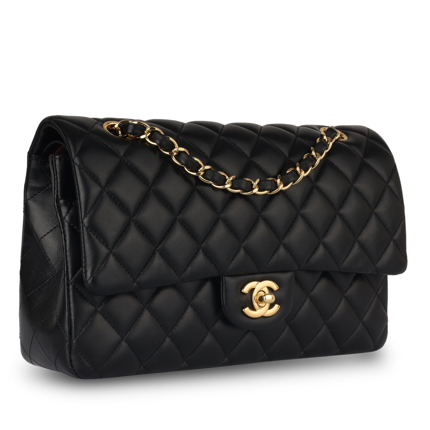 Chanel Classic Flap Lambskin Black Shoulder Bag Style 113