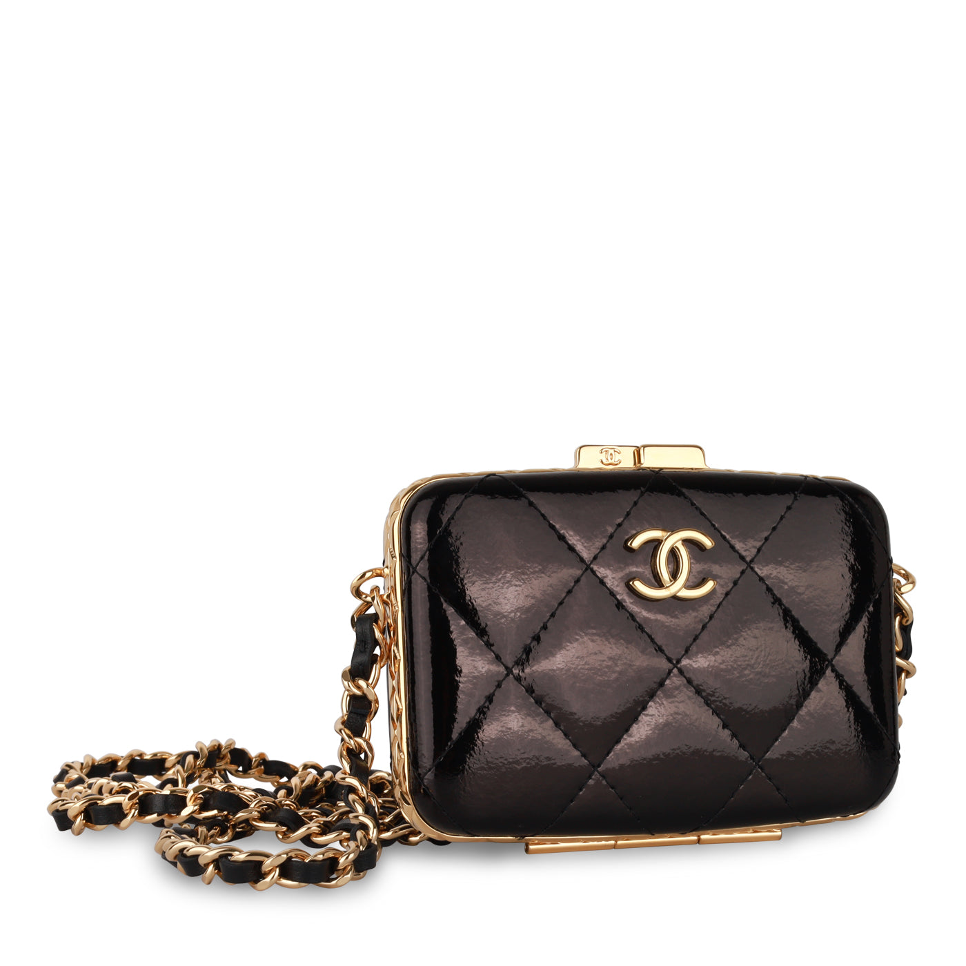 Chanel Patent Leather Black Handbag Patent Leather