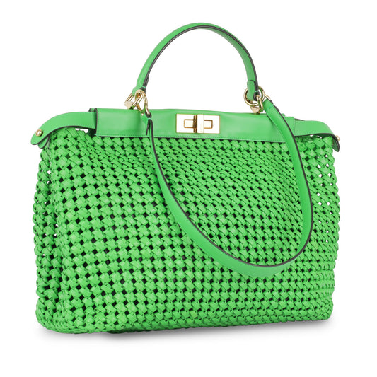 Fendi Peekaboo Leather Red Handbag Style 57