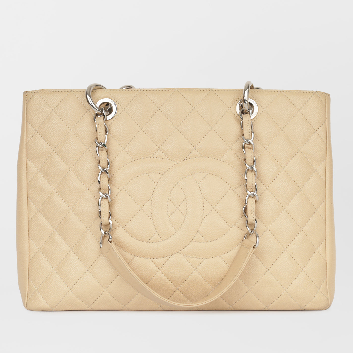 Chanel Shopping Tote Caviar Silver Tote Bag Caviar