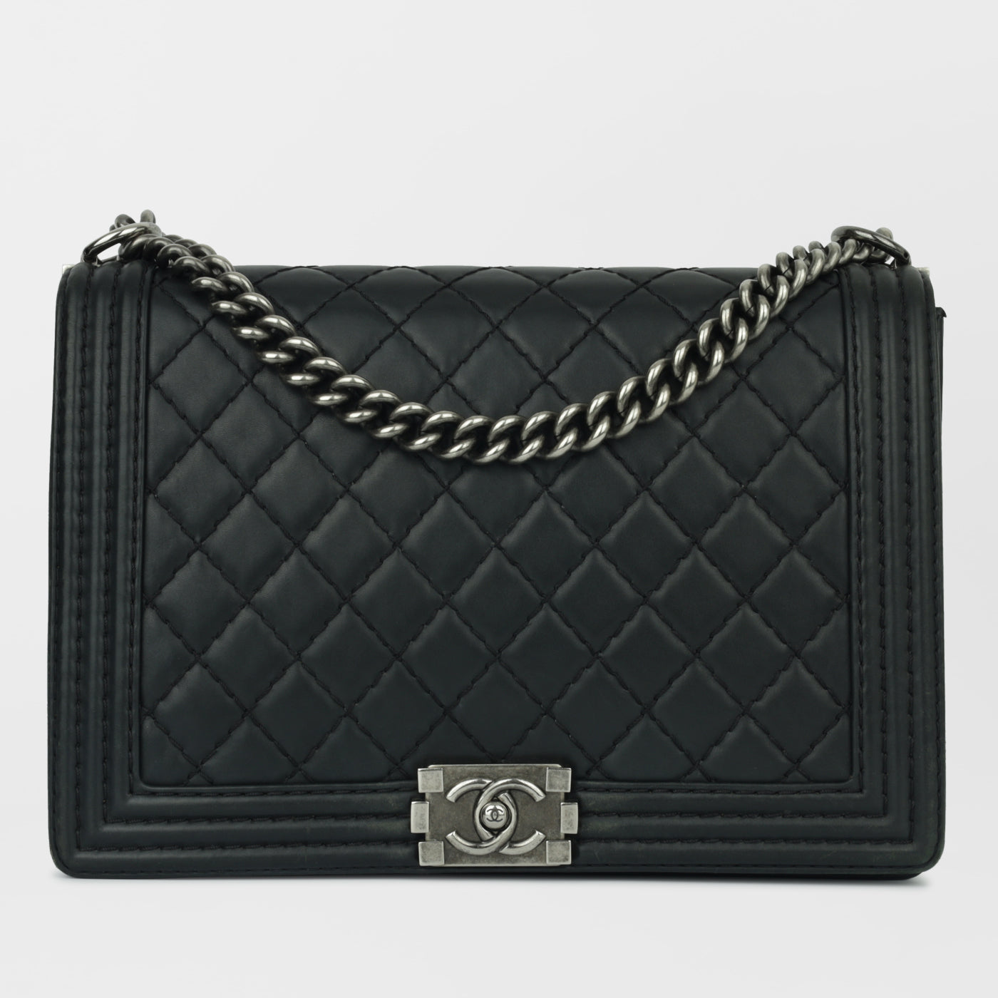 Chanel Boy Bag Lambskin Black Shoulder Bag Lambskin