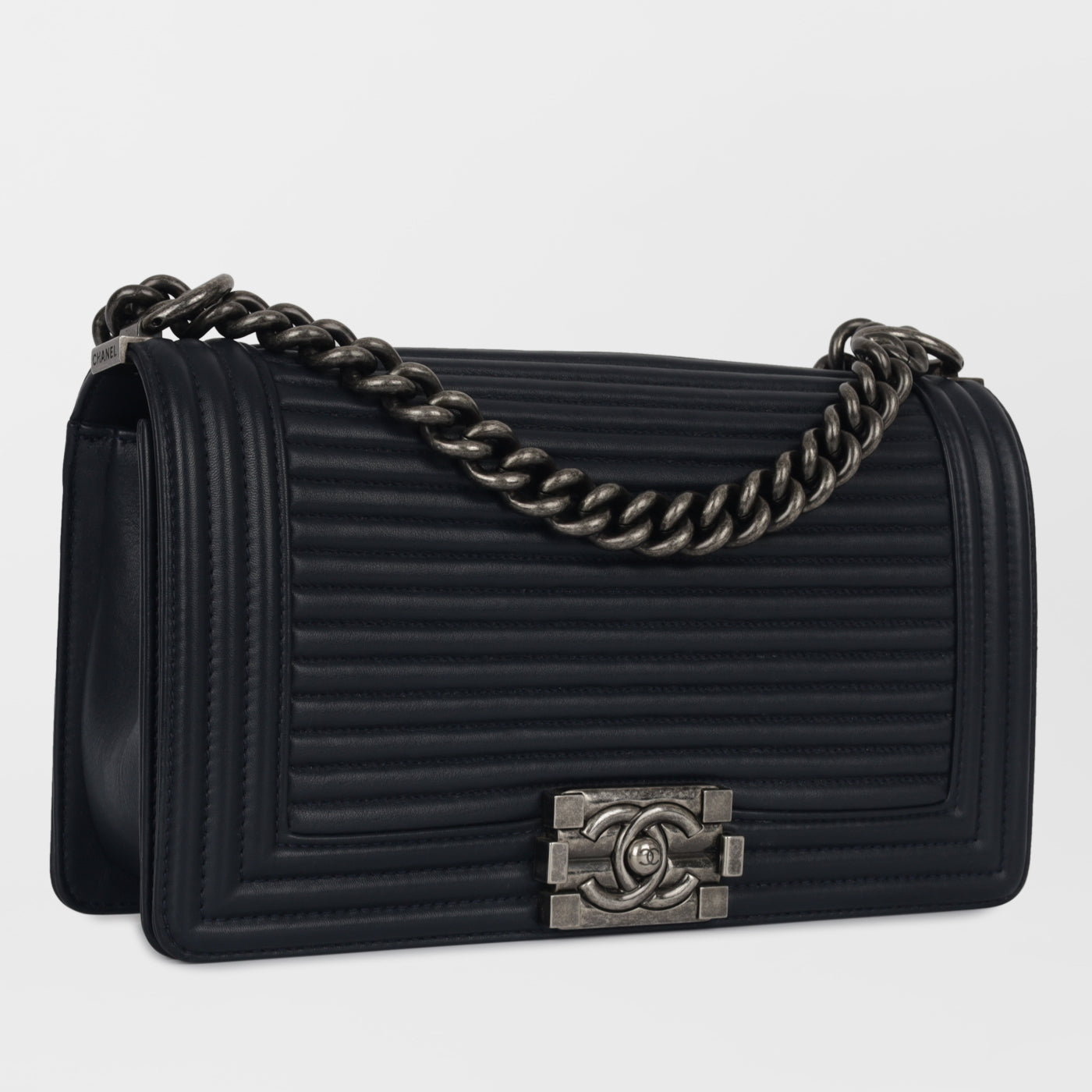 Chanel Boy Bag Lambskin Navy Shoulder Bag