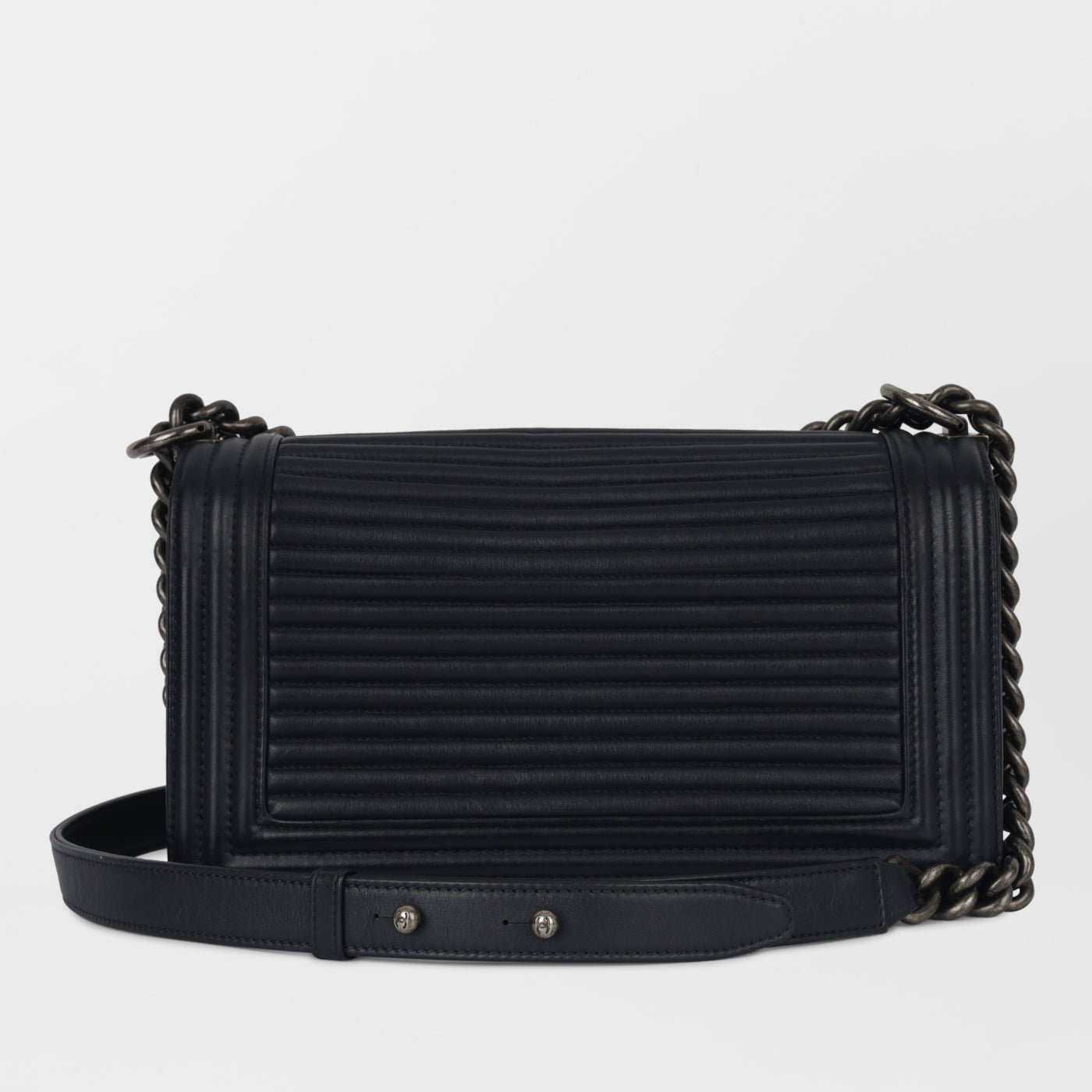 Chanel Boy Bag Lambskin Navy Shoulder Bag