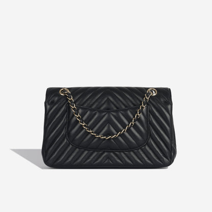 Chanel Classic Flap Lambskin Black Shoulder Bag Style 108