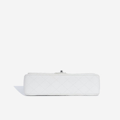 Chanel Classic Flap Lambskin Silver Shoulder Bag Style 17