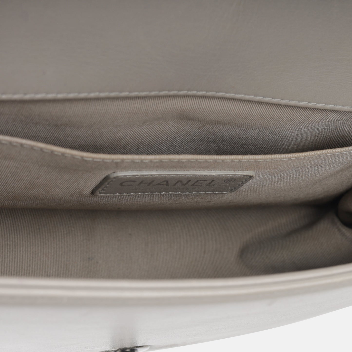 Chanel Boy Bag Lambskin Grey Shoulder Bag Lambskin