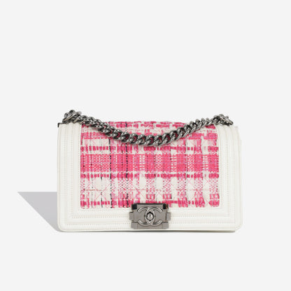 Chanel Boy Bag Tweed White Shoulder Bag