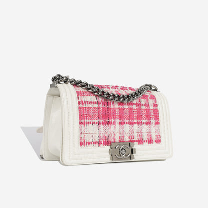 Chanel Boy Bag Tweed White Shoulder Bag