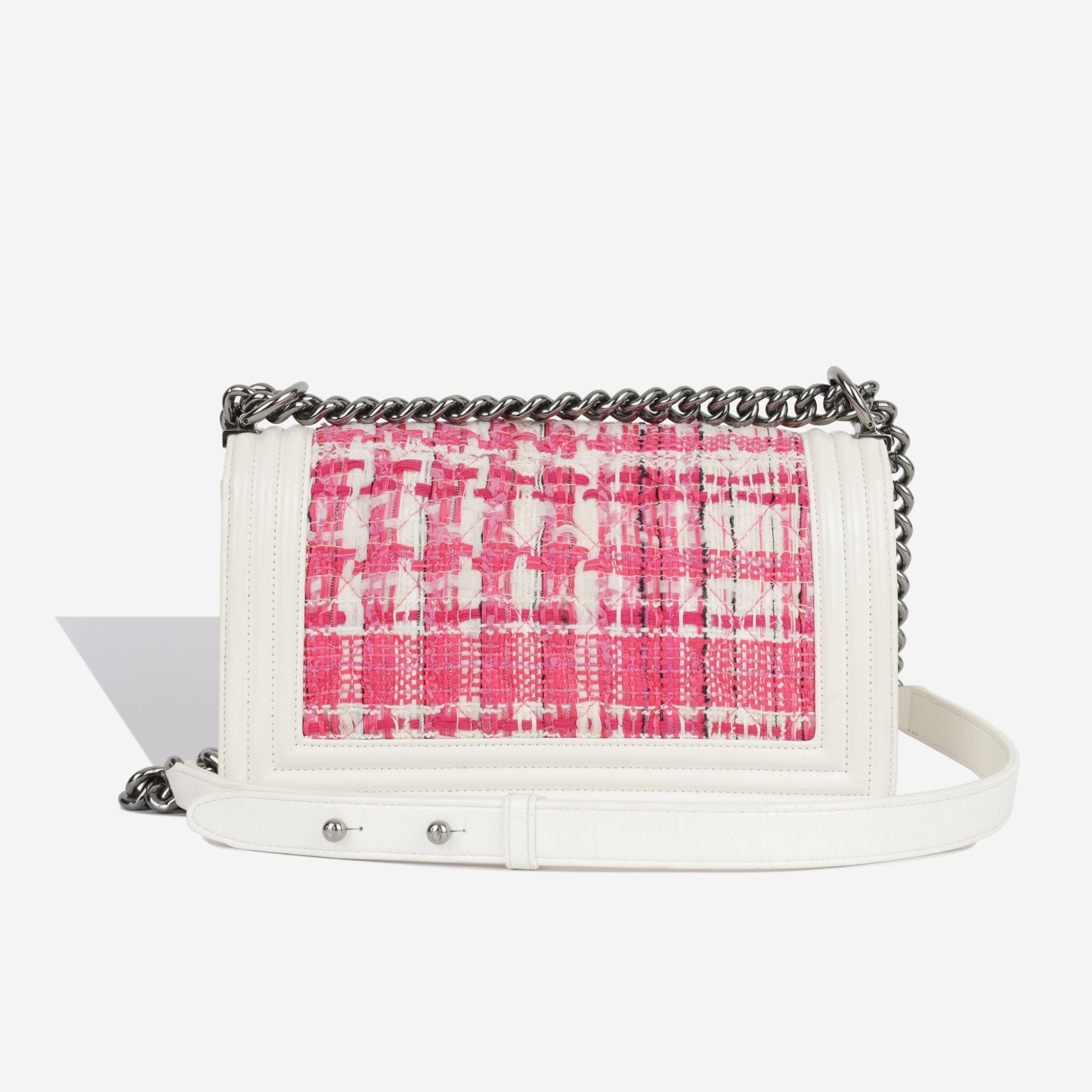 Chanel Boy Bag Tweed White Shoulder Bag