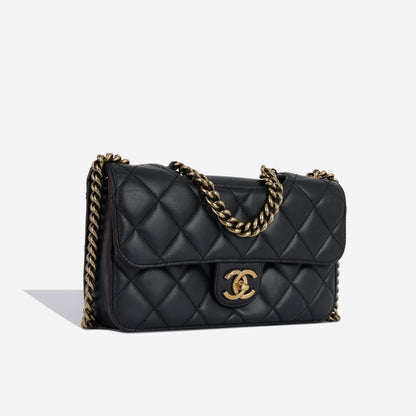Chanel Classic Flap Lambskin Black Shoulder Bag Style 344