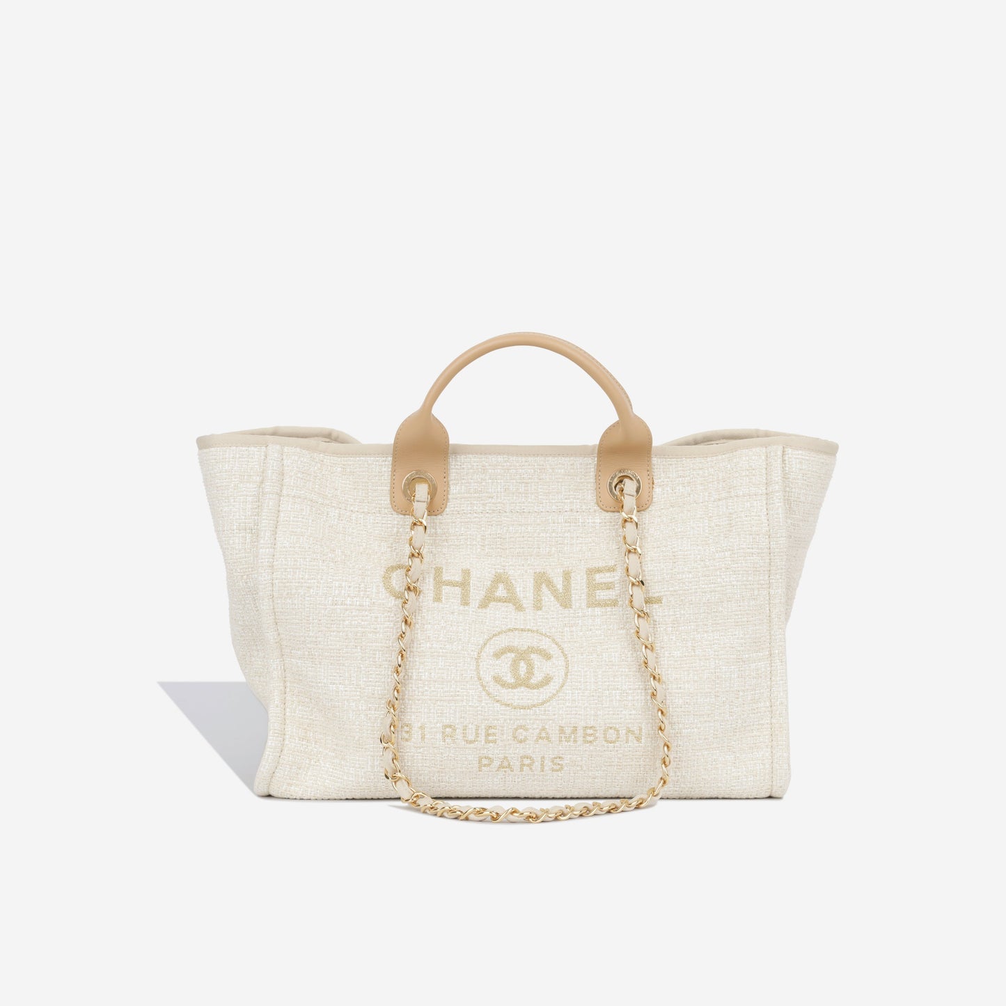 Chanel Cambon Tweed Gold Tote Bag