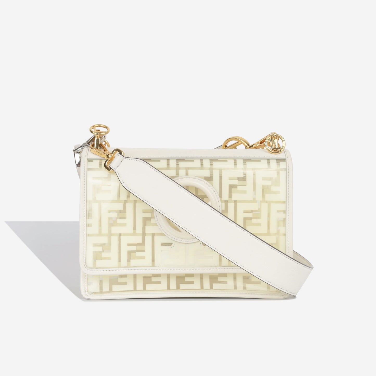 Fendi Kan I Leather Cream Shoulder Bag