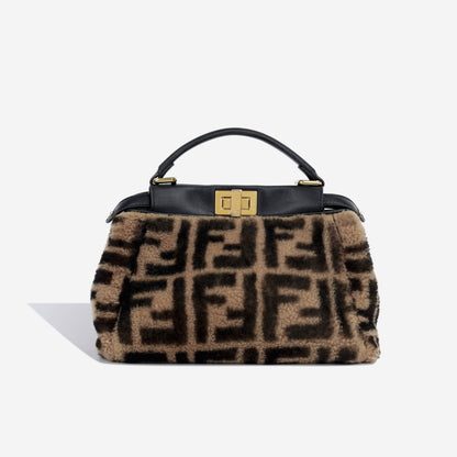 Fendi Peekaboo Leather Red Tote Bag Red