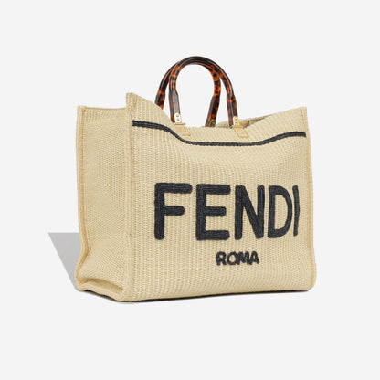 Fendi Sunshine Leather Beige Tote Bag Beige