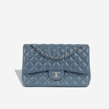 Chanel Classic Flap Lambskin Silver Shoulder Bag Style 7