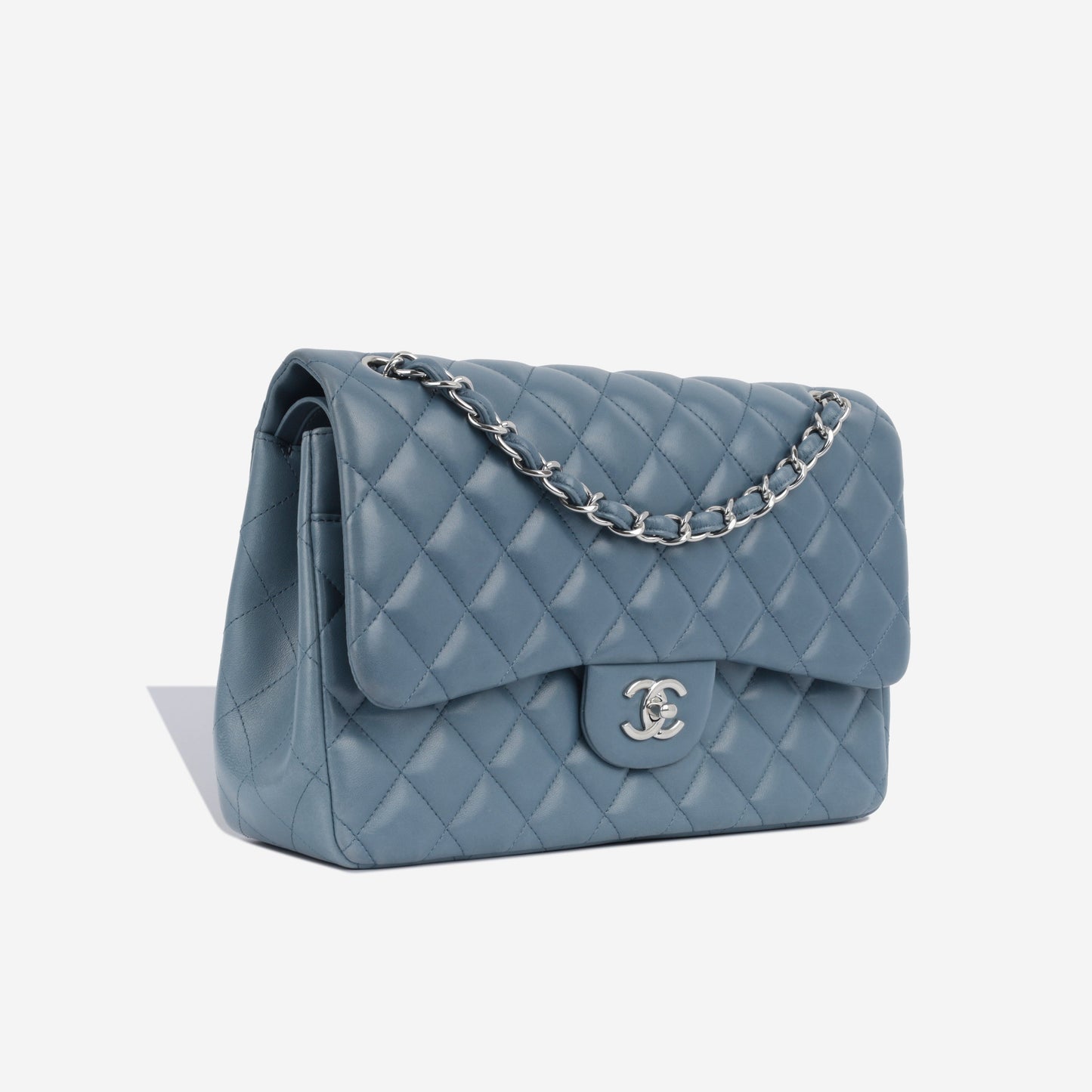 Chanel Classic Flap Lambskin Silver Shoulder Bag Style 7