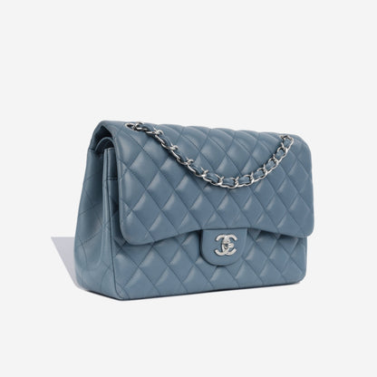 Chanel Classic Flap Lambskin Silver Shoulder Bag Style 7