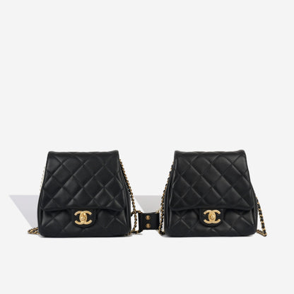 Chanel Classic Flap Lambskin Black Shoulder Bag Style 351