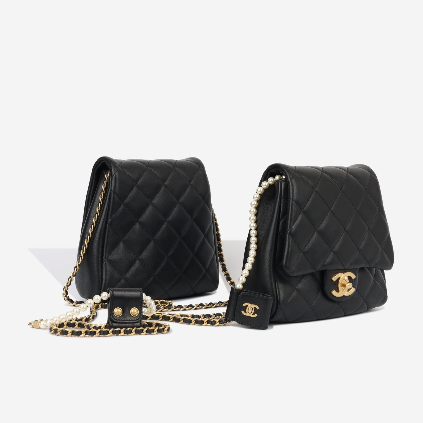 Chanel Classic Flap Lambskin Black Shoulder Bag Style 351
