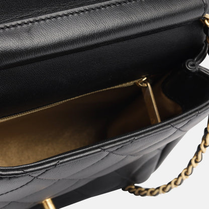 Chanel Classic Flap Lambskin Black Shoulder Bag Style 351