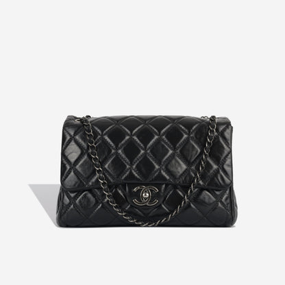 Chanel Classic Flap Lambskin Black Shoulder Bag Style 284