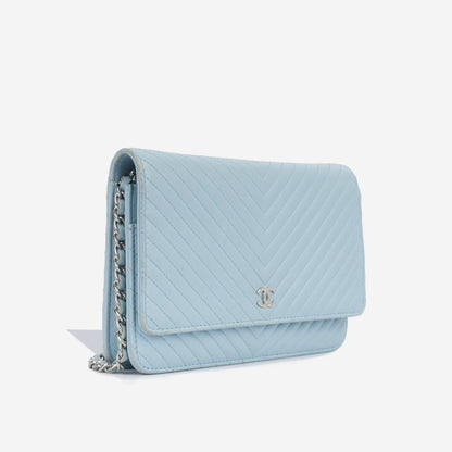 Chanel Wallet On Chain Lambskin Silver Crossbody Lambskin