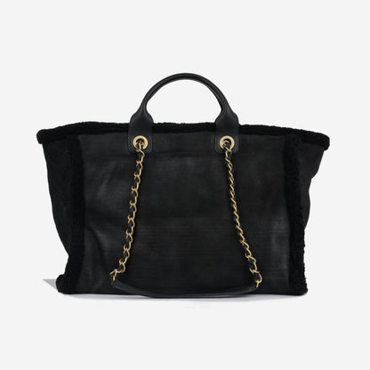 Chanel Deauville Leather Black Tote Bag