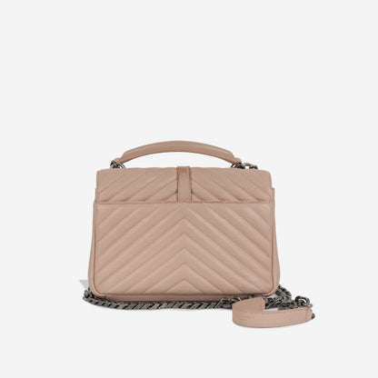 Saint Laurent College Calfskin Beige Shoulder Bag