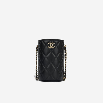 Chanel Vanity Lambskin Black Clutch Style 6