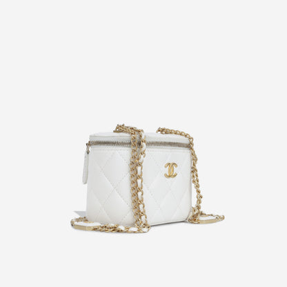 Chanel Vanity Lambskin Gold Clutch Lambskin