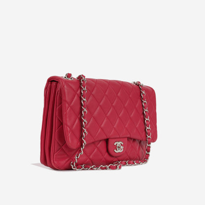Chanel Classic Flap Lambskin Silver Shoulder Bag Style 39