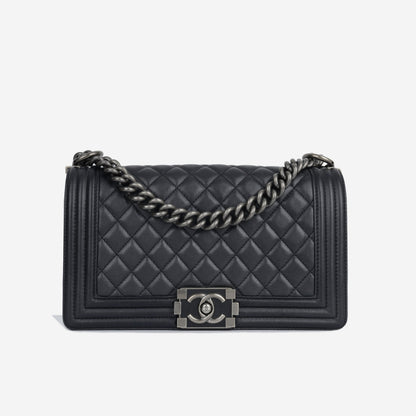 Chanel Boy Bag Lambskin Black Shoulder Bag Style 31