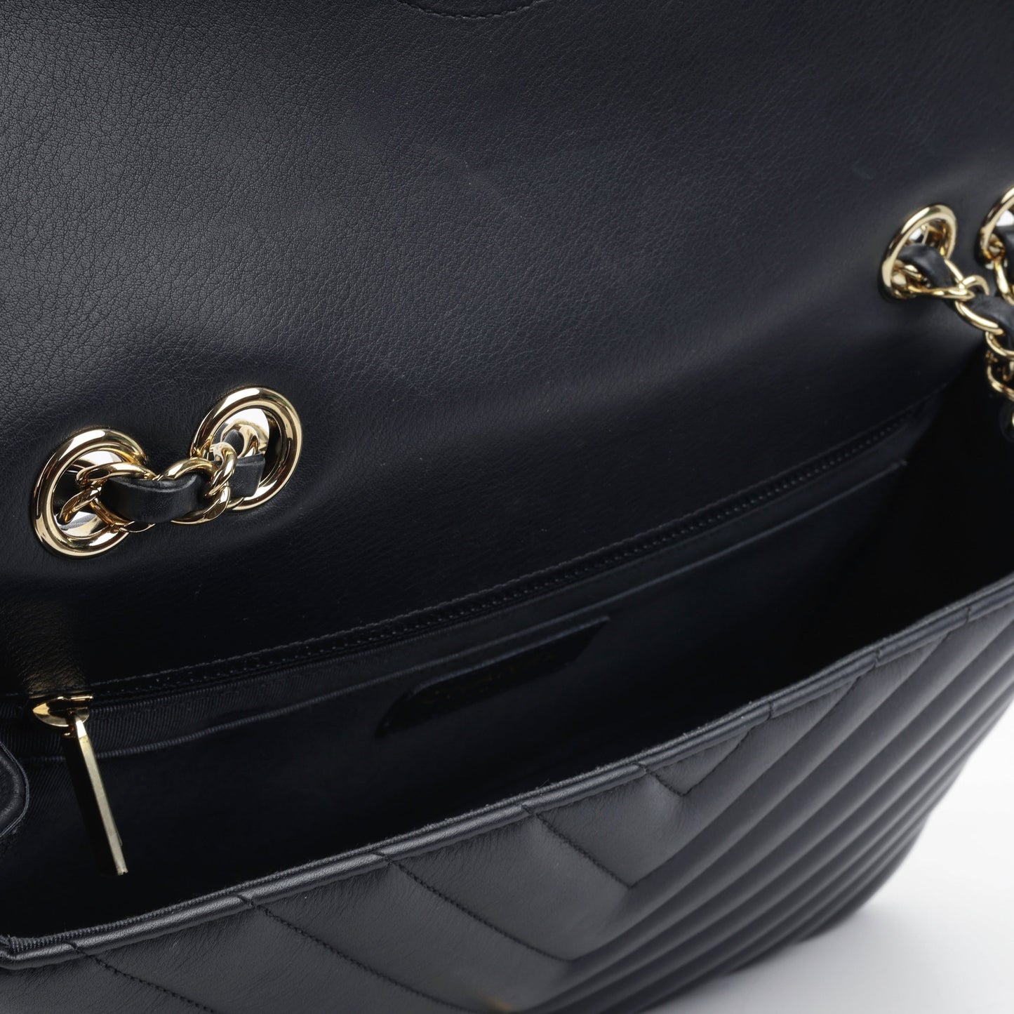 Chanel Large Classic Chevron Flap - Navy
