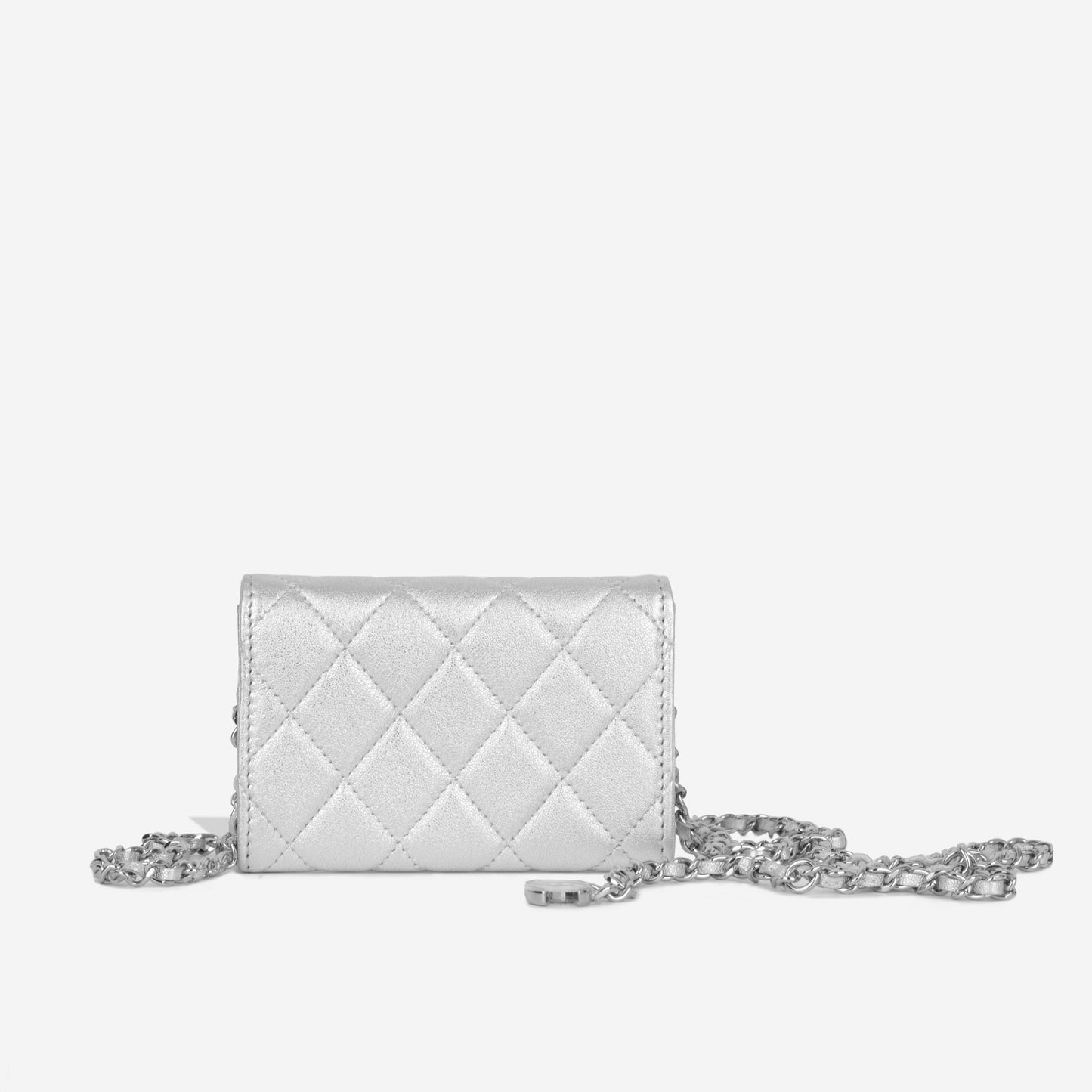Chanel Lambskin Silver Handbag Lambskin