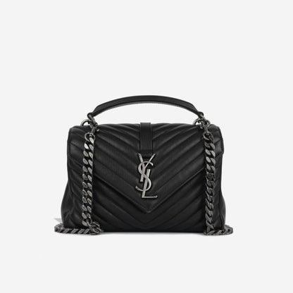 Saint Laurent College Lambskin Black Shoulder Bag