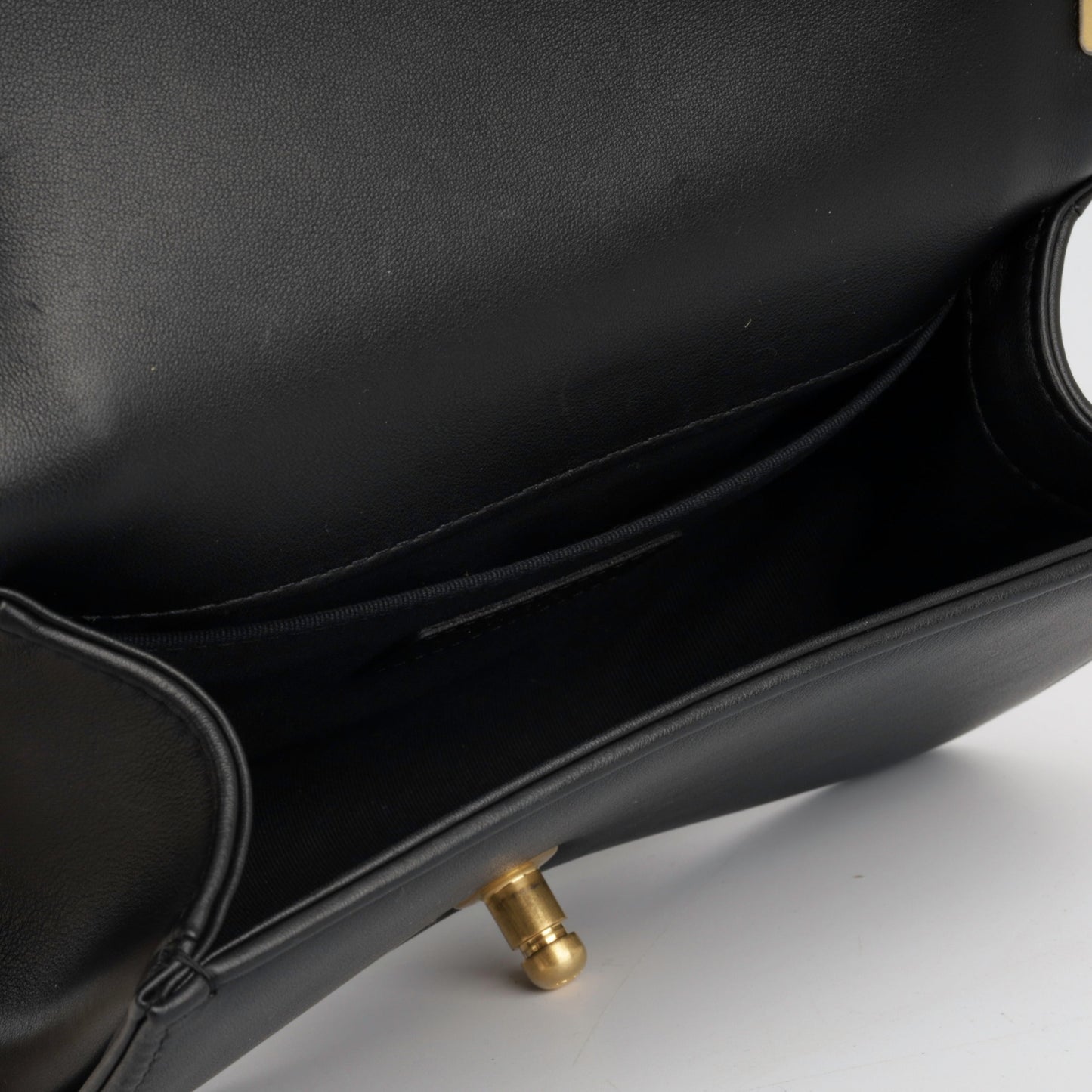 Chanel Boy Bag Lambskin Black Shoulder Bag Style 52