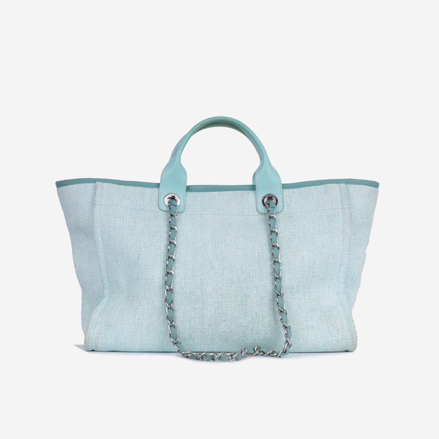 Chanel Deauville Calfskin Silver Tote Bag