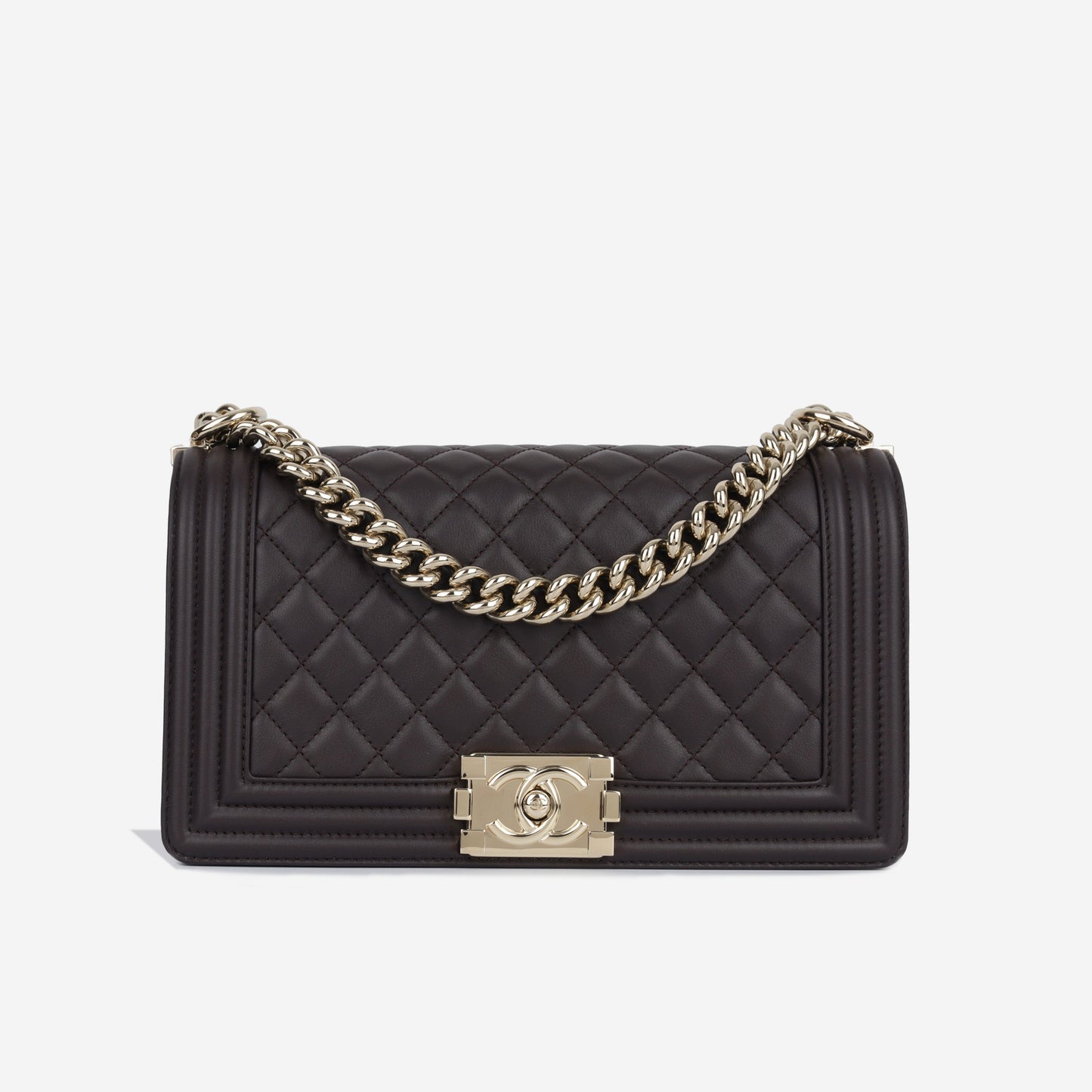 Chanel Boy Bag Lambskin Brown Shoulder Bag