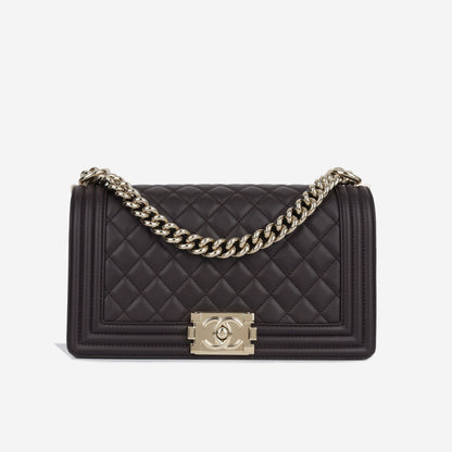 Chanel Boy Bag Lambskin Brown Shoulder Bag