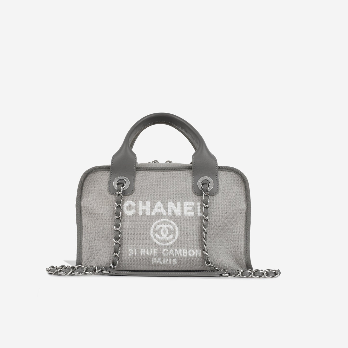 Chanel Cambon Lambskin Silver Tote Bag