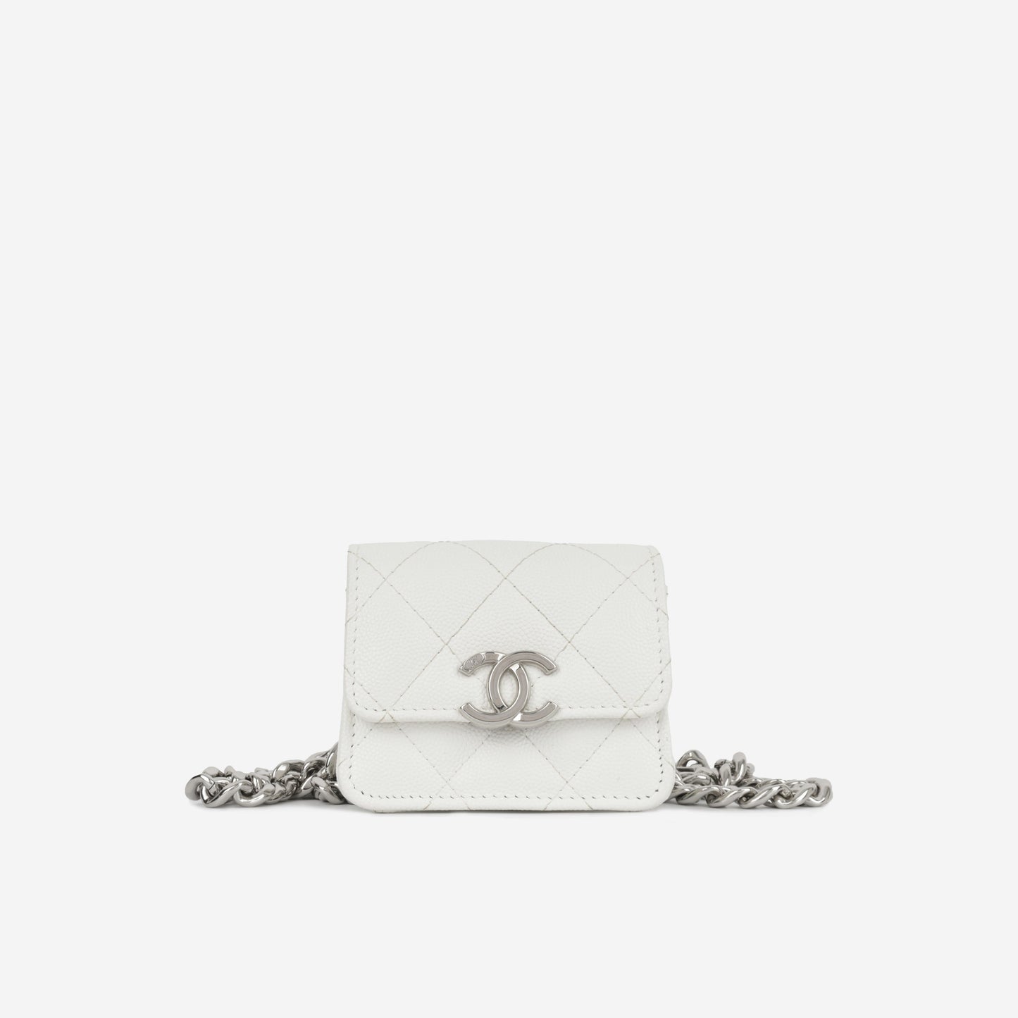 Chanel Vanity Caviar Silver Clutch