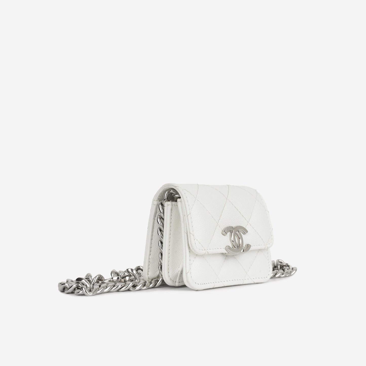 Chanel Vanity Caviar Silver Clutch