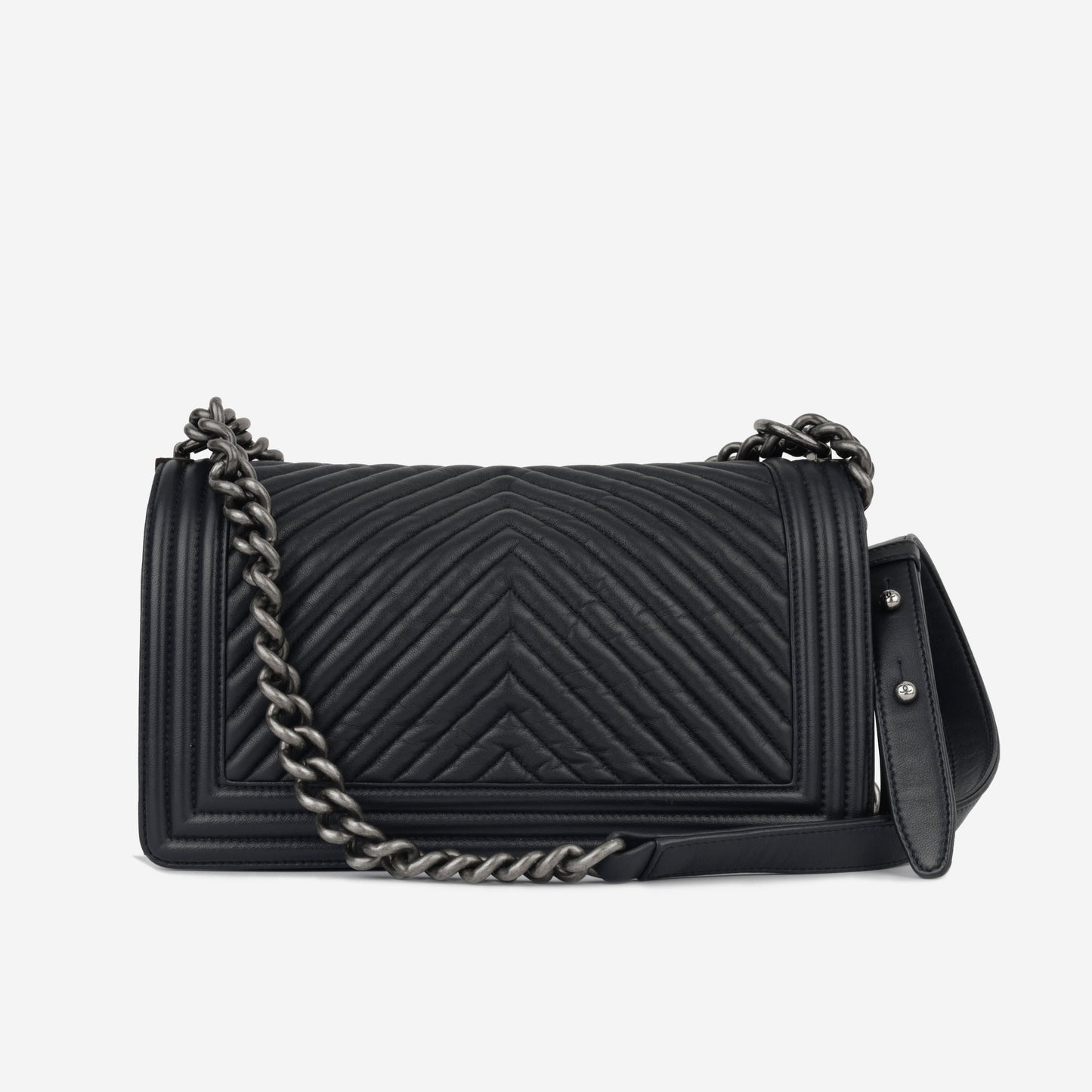 Chanel Boy Bag Calfskin Silver Shoulder Bag