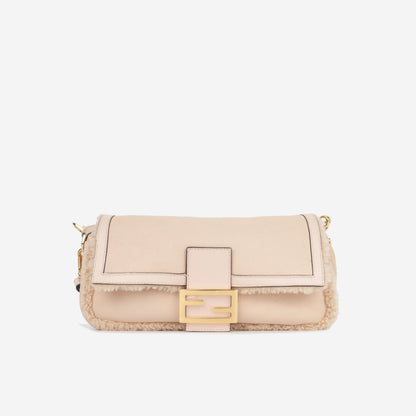 Fendi Baguette Suede Beige Tote Bag