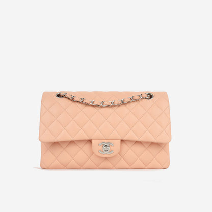 Chanel Classic Flap Lambskin Silver Shoulder Bag Style 36